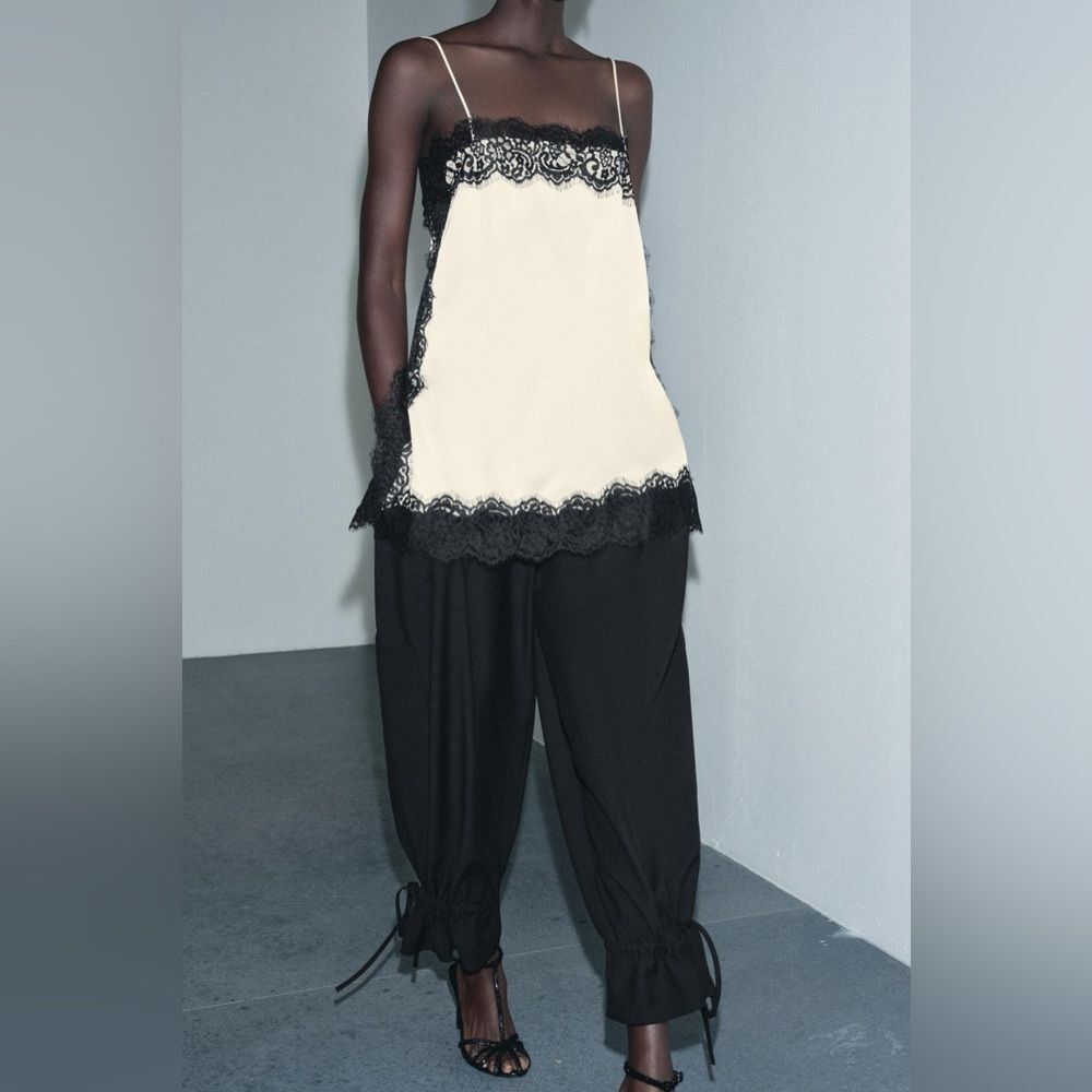 ZARA ZW COLLECTION CARGO PANTS WITH BOWS - Picture 6 of 8